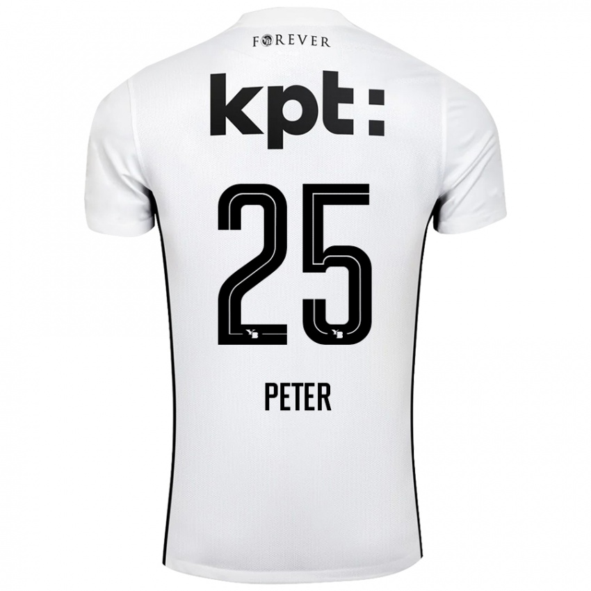 Hombre Camiseta Luc Peter #25 Blanco Negro 2ª Equipación 2024/25 La Camisa Perú