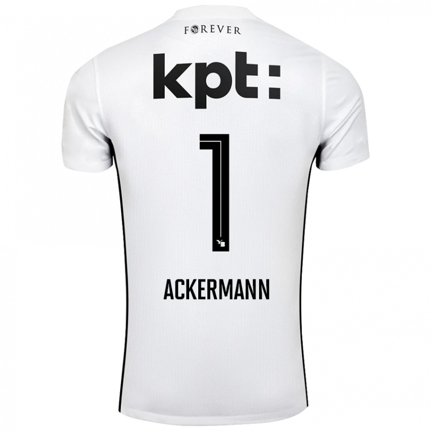 Hombre Camiseta Jara Ackermann #1 Blanco Negro 2ª Equipación 2024/25 La Camisa Perú