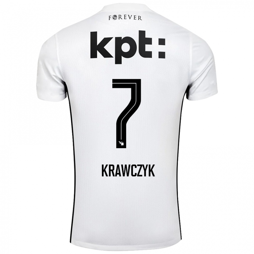 Hombre Camiseta Caroline Krawczyk #7 Blanco Negro 2ª Equipación 2024/25 La Camisa Perú