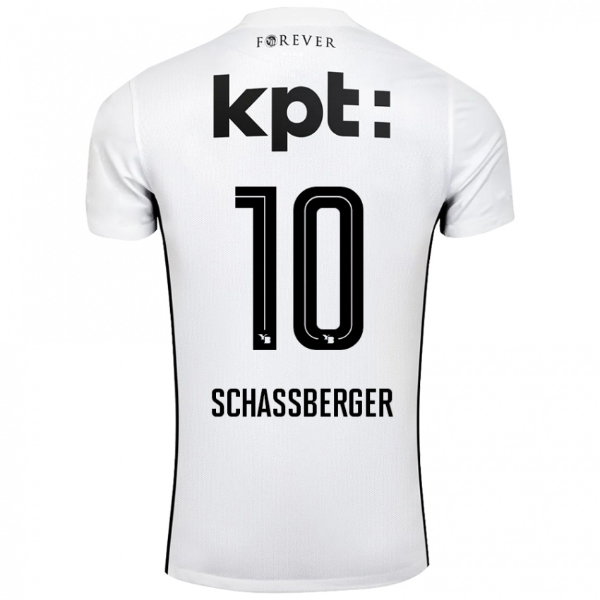 Hombre Camiseta Julia Schassberger #10 Blanco Negro 2ª Equipación 2024/25 La Camisa Perú