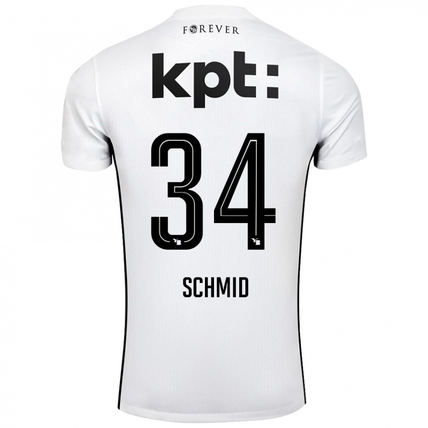 Hombre Camiseta Céline Schmid #34 Blanco Negro 2ª Equipación 2024/25 La Camisa Perú