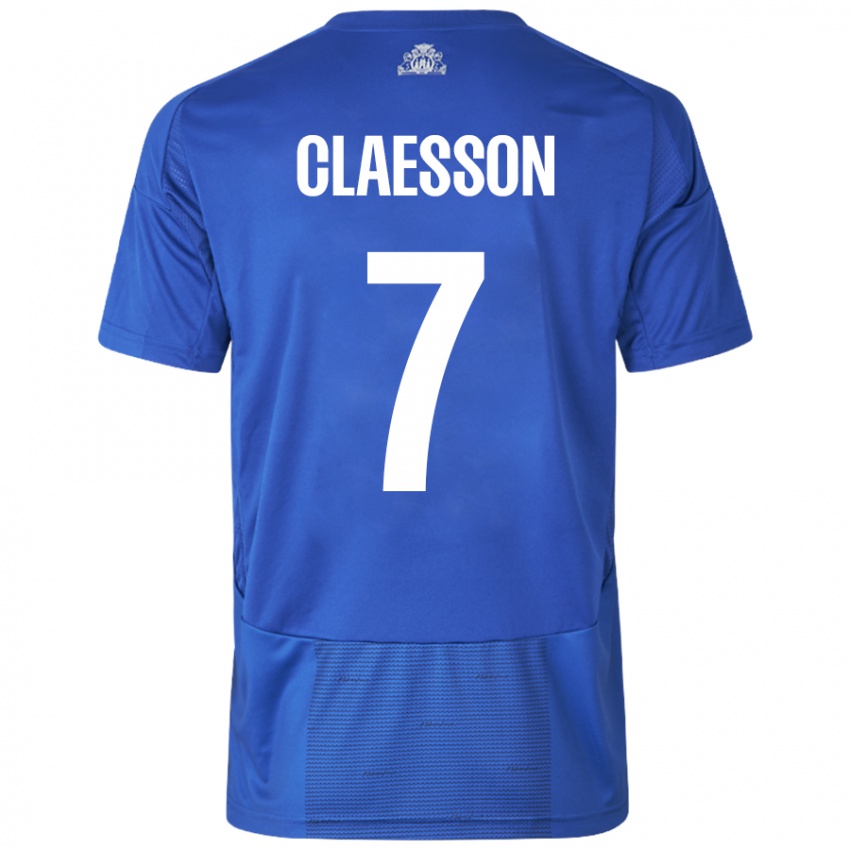 Hombre Camiseta Viktor Claesson #7 Blanco Azul 2ª Equipación 2024/25 La Camisa Perú