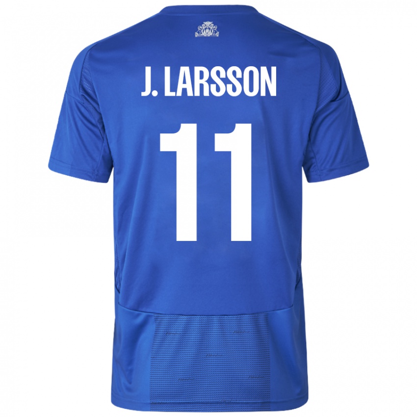 Hombre Camiseta Jordan Larsson #11 Blanco Azul 2ª Equipación 2024/25 La Camisa Perú