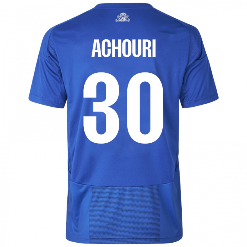 Hombre Camiseta Elias Achouri #30 Blanco Azul 2ª Equipación 2024/25 La Camisa Perú