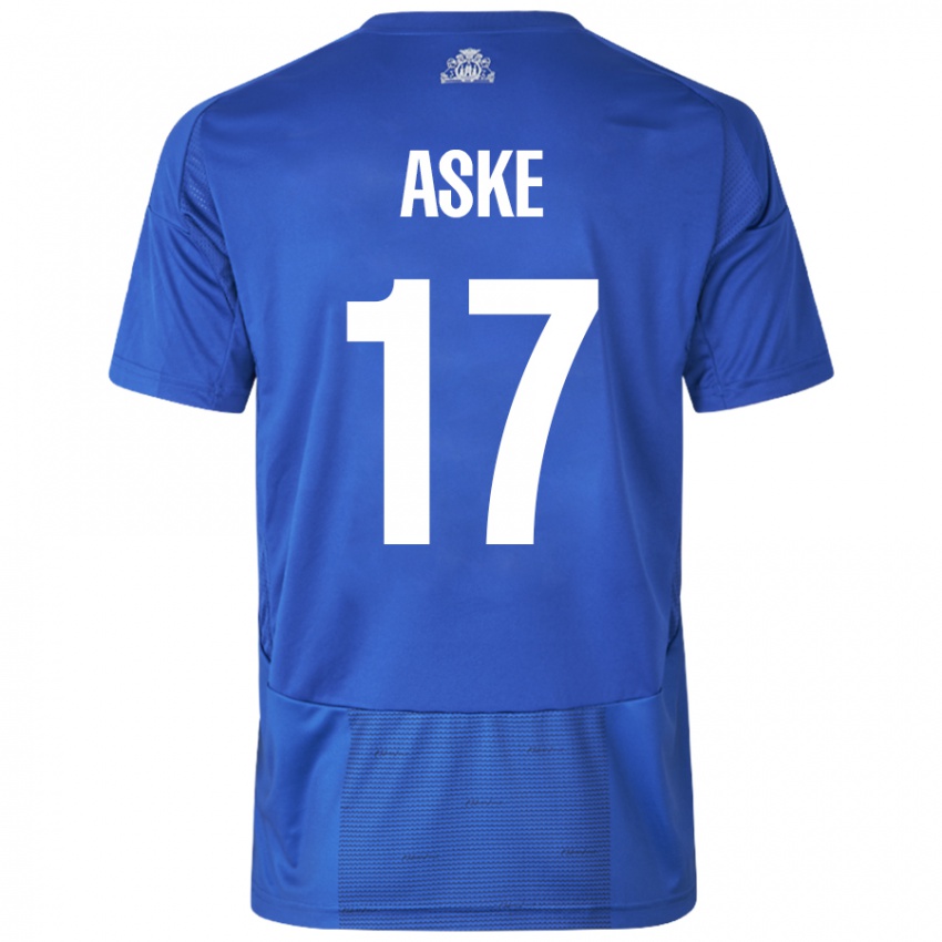 Hombre Camiseta Aske Christensen #17 Blanco Azul 2ª Equipación 2024/25 La Camisa Perú