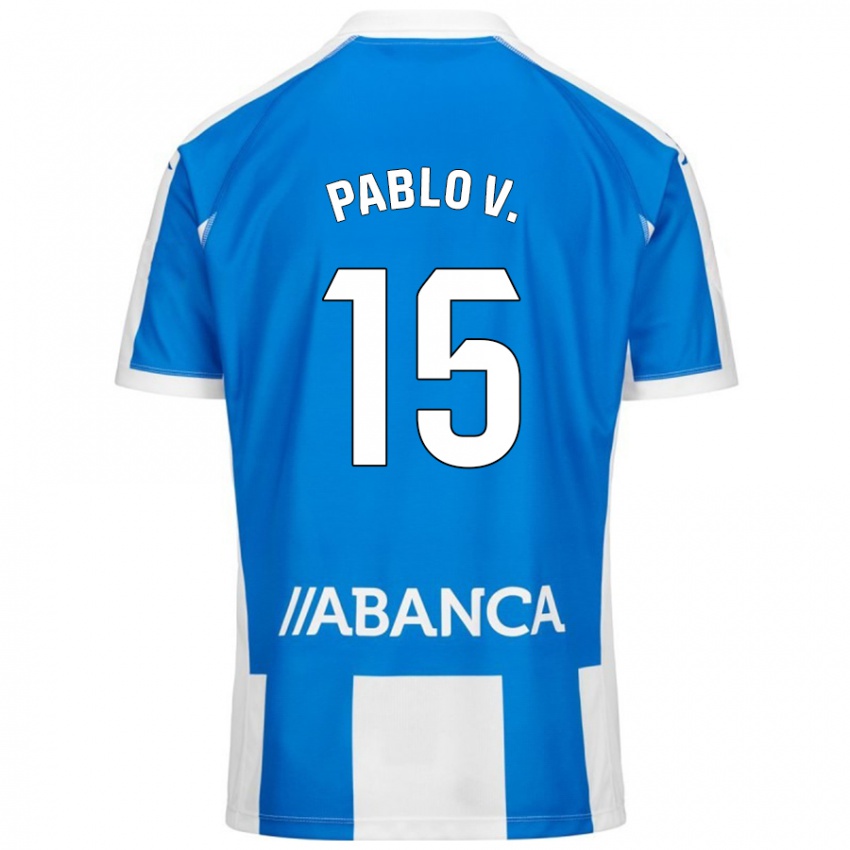 Mujer Camiseta Pablo Vázquez #15 Azul Blanco 1ª Equipación 2024/25 La Camisa Perú