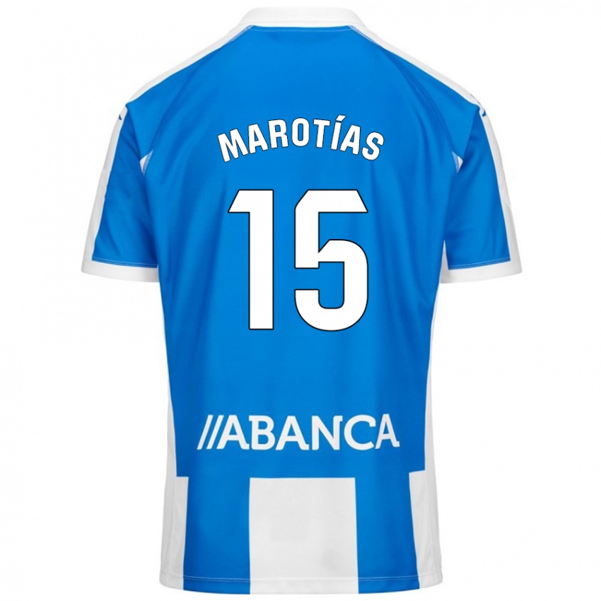 Mujer Camiseta Oscar Marotías #15 Azul Blanco 1ª Equipación 2024/25 La Camisa Perú