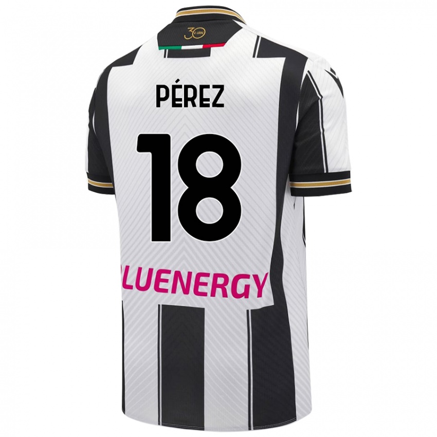 Mujer Camiseta Nehuén Pérez #18 Blanco Negro 1ª Equipación 2024/25 La Camisa Perú