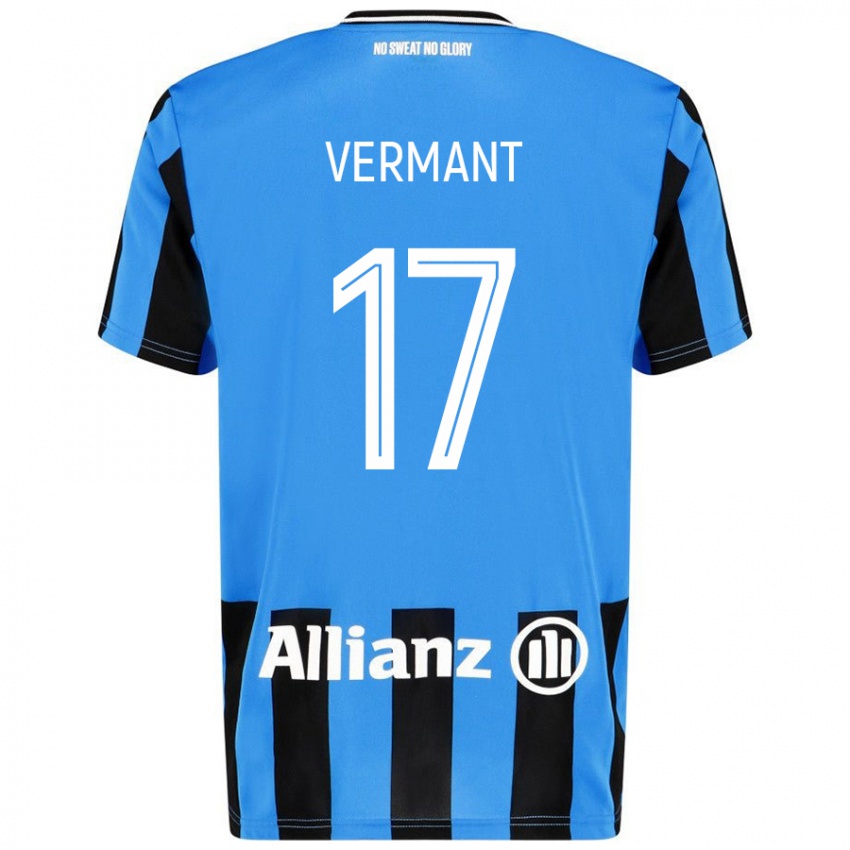 Mujer Camiseta Romeo Vermant #17 Azul Cielo Negro 1ª Equipación 2024/25 La Camisa Perú