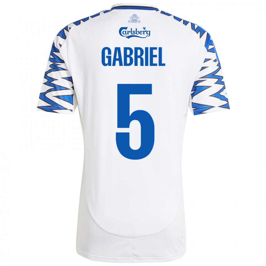 Mujer Camiseta Gabriel Pereira #5 Blanco Azul Cielo 1ª Equipación 2024/25 La Camisa Perú