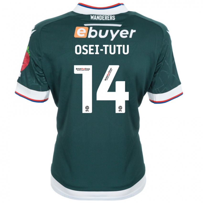 Mujer Camiseta Jordi Osei-Tutu #14 Verde Oscuro 2ª Equipación 2024/25 La Camisa Perú