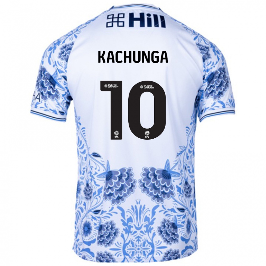 Mujer Camiseta Elias Kachunga #10 Blanco Azul 2ª Equipación 2024/25 La Camisa Perú