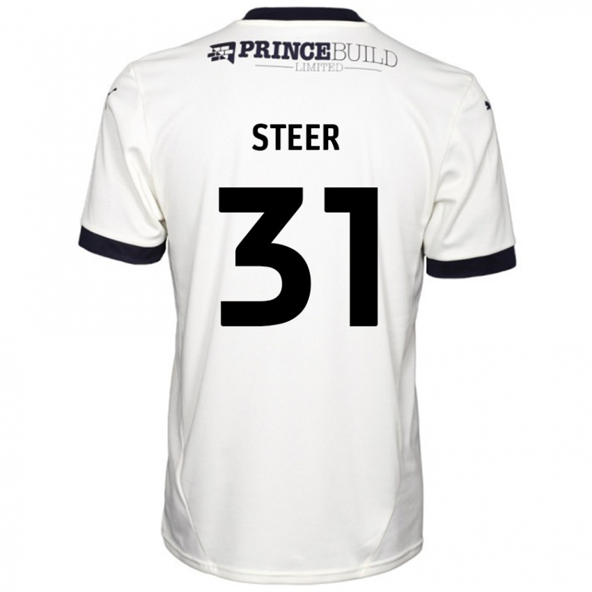 Mujer Camiseta Jed Steer #31 Blanquecino Negro 2ª Equipación 2024/25 La Camisa Perú