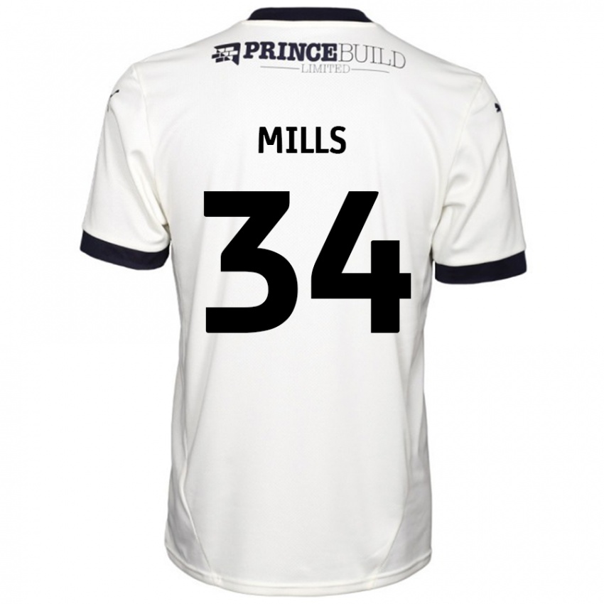 Mujer Camiseta Harley Mills #34 Blanquecino Negro 2ª Equipación 2024/25 La Camisa Perú