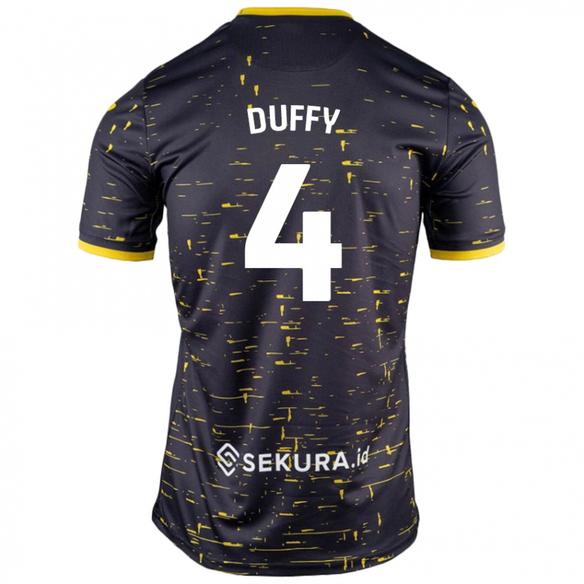 Mujer Camiseta Shane Duffy #4 Negro Amarillo 2ª Equipación 2024/25 La Camisa Perú