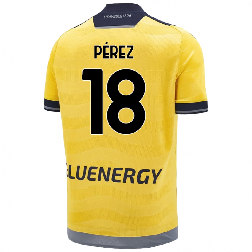 Mujer Camiseta Nehuén Pérez #18 Dorado 2ª Equipación 2024/25 La Camisa Perú