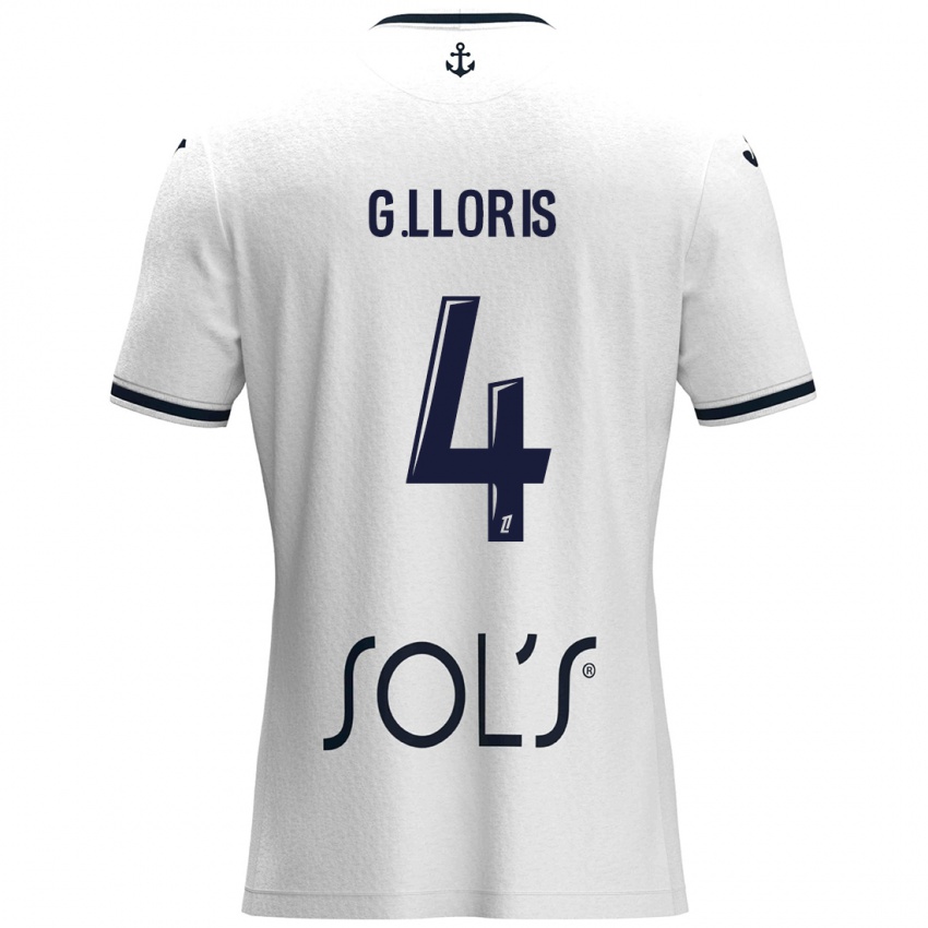 Mujer Camiseta Gautier Lloris #4 Blanco Azul Oscuro 2ª Equipación 2024/25 La Camisa Perú