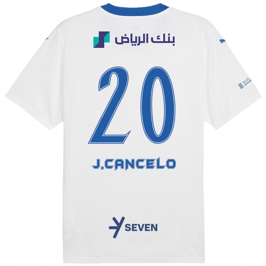 Hombre Camiseta Joao Cancelo #20 Blanco Azul 2ª Equipación 2024/25 La Camisa Perú