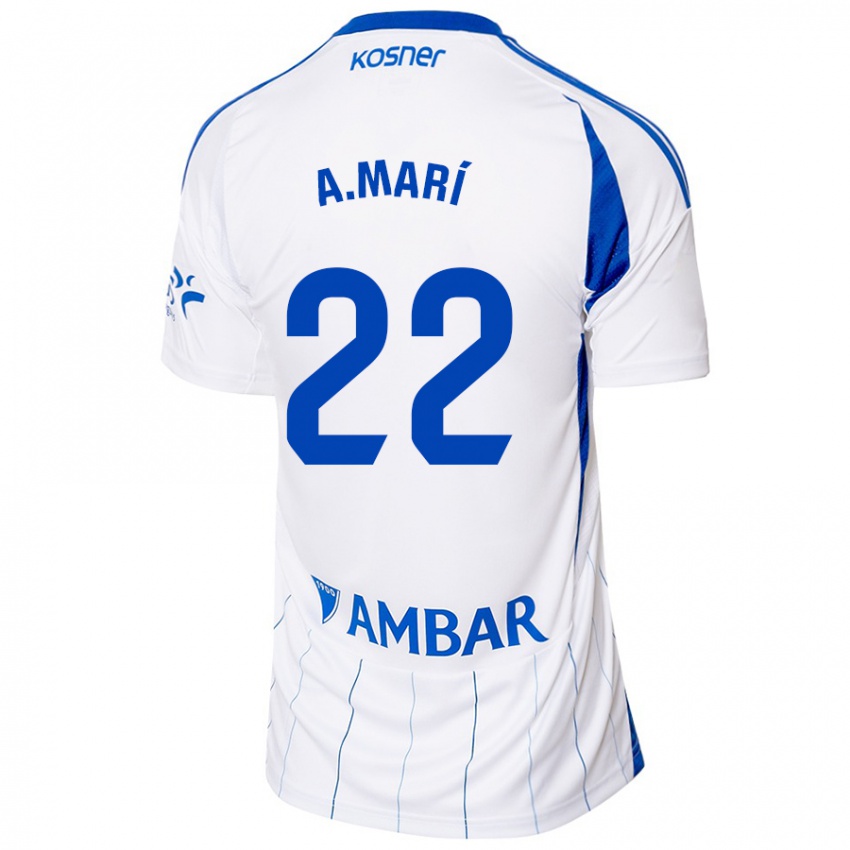 Hombre Camiseta Alberto Marí #22 Rojo Blanco 1ª Equipación 2024/25 La Camisa Perú