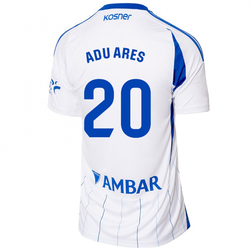 Hombre Camiseta Adu Ares #20 Rojo Blanco 1ª Equipación 2024/25 La Camisa Perú