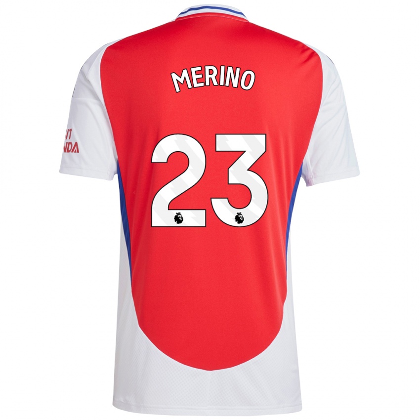 Hombre Camiseta Mikel Merino #23 Rojo Blanco 1ª Equipación 2024/25 La Camisa Perú