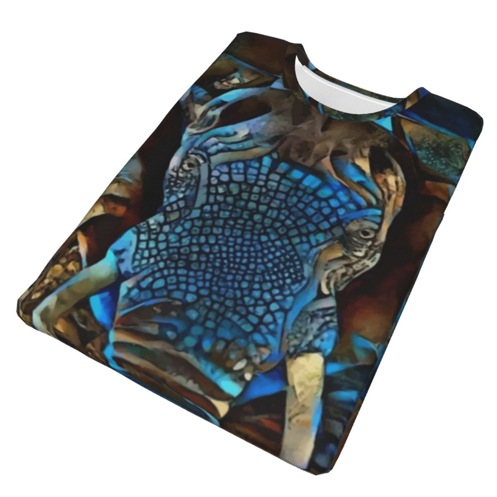 Camiseta Perú Clásica Elefante Marrón Azul Elementos De Técnica Mixta