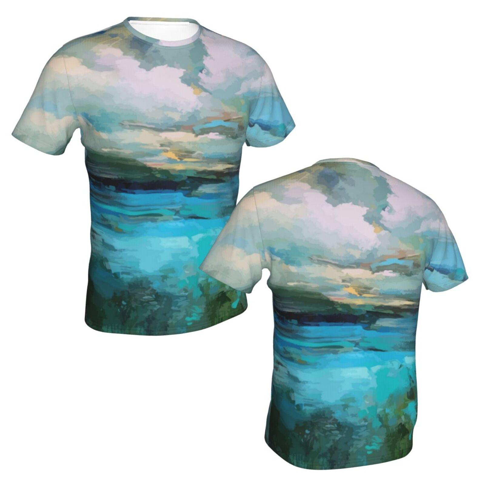 Camiseta Perú Clásica Nubes Sobre Los Elementos De Pintura Del Lago