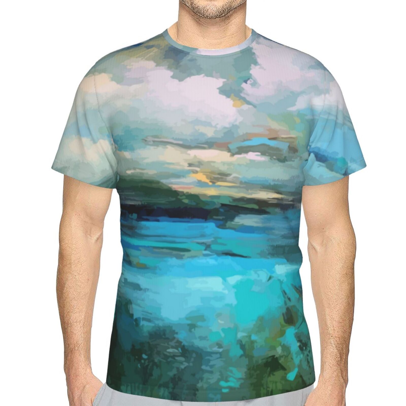 Camiseta Perú Clásica Nubes Sobre Los Elementos De Pintura Del Lago