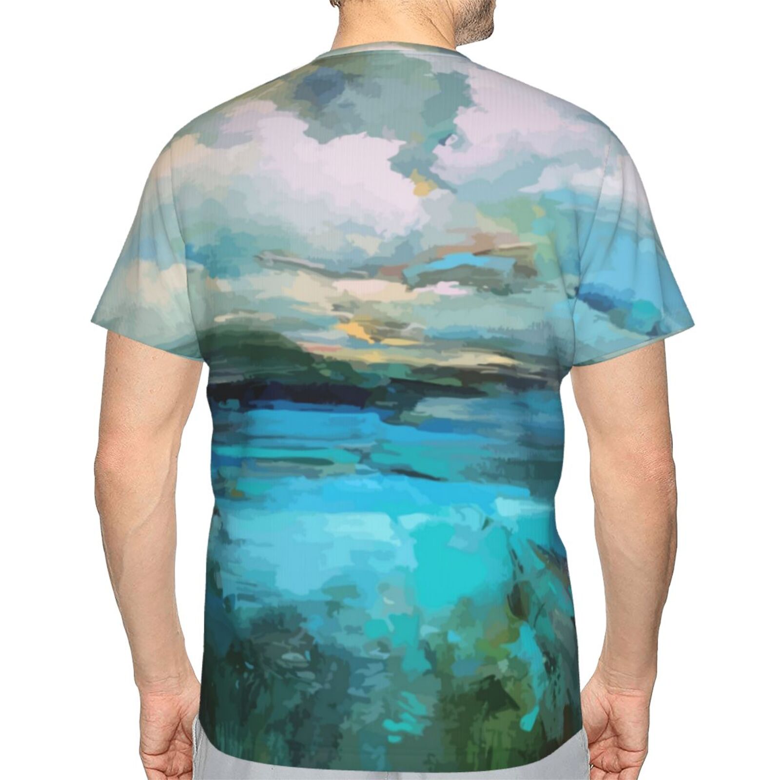 Camiseta Perú Clásica Nubes Sobre Los Elementos De Pintura Del Lago